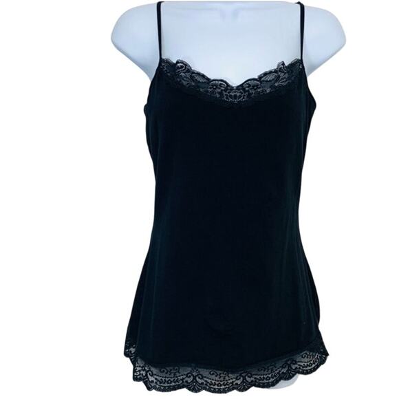 Y2K Express Cami Tank Lace Trim Whimsigoth Witchy 90s Black Medium Coquette - Picture 1 of 11